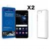 Proteccion Total:Funda Silicona transparente +2 unidades de Protector pantalla de cristal templado Premium para samsung j3 2017