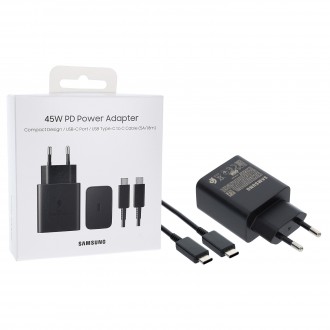 Cargador Carga Rápida Samsung EP-T4511XBE ( 45W ) tipo C para Galaxy S23 / S24 / S25 / Note 20 / Note 20 ultra (Blister)